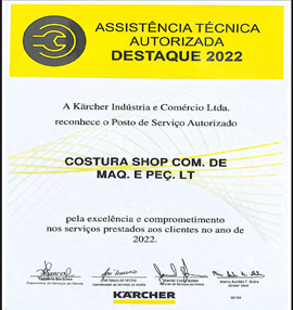 Certificado Kärcher de Assistência Técnica Destaque 2022